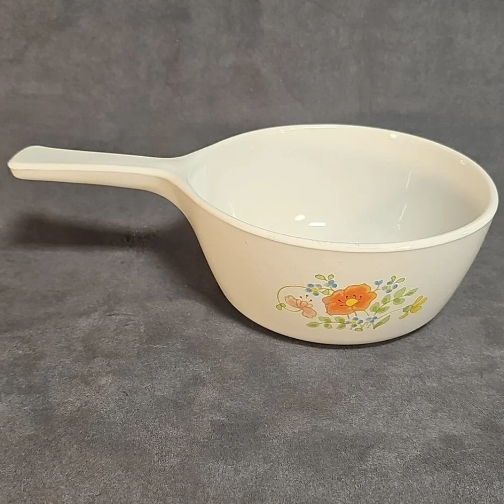 Vtg CORNINGWARE Wildflower P-82-B 1.5P SAUCE PAN & P-81-B 1P Sauce-skillet/1-Lid